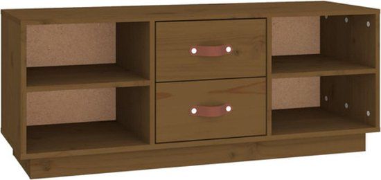 vidaXL Tv-meubel 100x34x40 cm massief grenenhout honingbruin