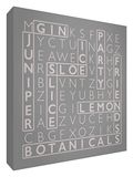 Wordy Art Premium Box Canvas met massief voorpaneel in Word Search Design voor de Gin Lover - 25 x 25 x 3cm (klein), zacht grijs