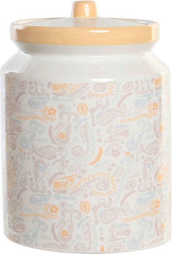 Tin DKD Home Decor - Wit Geel - 15 x 15 x 21 cm - Shabby Chic