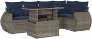 vidaXL Ensemble de banc de jardin 6 pièces avec coussins, gris, polyrotin