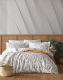 Nuit Des Rêves Ranforce Dubbele Quilt Cover-set (200x200 cm), 100% katoen, 145 draden Count, inclusief 2 kussenslopen (80 x 80 cm), machinewasbaar, wit/oranje/blauw design
