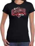 Bellatio Decorations Shoppartners Bv Merry Christmas Kerstshirt / Kerst t-shirt zwart voor dames - Kerstkleding / Christmas outfit XS