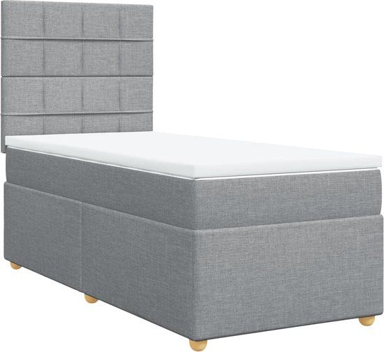 vidaXL Boxspring met matras - stof - lichtgrijs - 100x200 cm