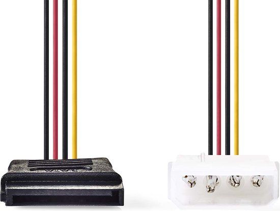 Nedis Interne Voedingskabel - Molex Male - SATA 15-Pins Female - 0.15 m