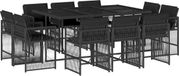 vidaXL 11-delige Tuinset met kussens, polyrattan, zwart