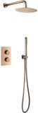 BES LED Inbouw Thermostatische Regendoucheset - Leoni - Regendouchekop 25 cm - Geborsteld Koper - Geanodiseerd