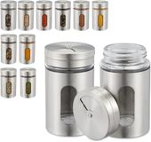Merkloos Relaxdays kruidenpotjes rvs - set van 12 - 80 ml - met strooideksel
