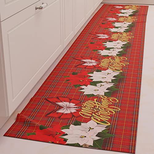 PETTI Artigiani Italiani - Keuken tapijt - Kerstmis - 52 x 180 cm - Bloemenpatroon - Antislip en wasbaar - Made in Italy