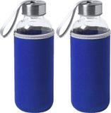 Makito Western Europe Bidon Bouteille d'eau - 4x - Verre - Bleu - 420 ml