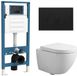 QeramiQ Dely Swirl Compact Toiletset - inbouwreservoir QeramiQ flush - 25mm zitting - metalen bedieningsplaat mat zwart - ronde knoppen - glans wit