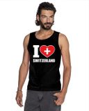 Bellatio Decorations Shoppartners Bv Zwart I love Zwitserland supporter singlet shirt/ tanktop heren - Zwitsers shirt heren XXL