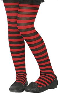 Atosa Carnaval panty pour enfants de 6 à 12 ans - rayé - noir/rouge - sorcières - 40 deniers