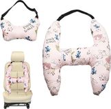 Merkloos Goodivery ® Comfortabele Reiskussen Set van 2 voor Kinderen en Volwassenen in de Auto - Roze