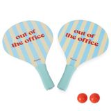 Fisura – Strandspel racketset "Out of the Office", Beachbalset van hout in rood en blauw met netzak, grappige strandrackets, incl. omvat: 2 ballen