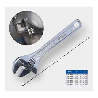 Brilliant Tools Brilliant Tools Verstelbare moersleutel, 8", 0 - 23 mm Aantal:1