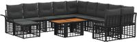 vidaXL Tuinbank Set 12 st Zwart en Donkergrijs Polyrattan