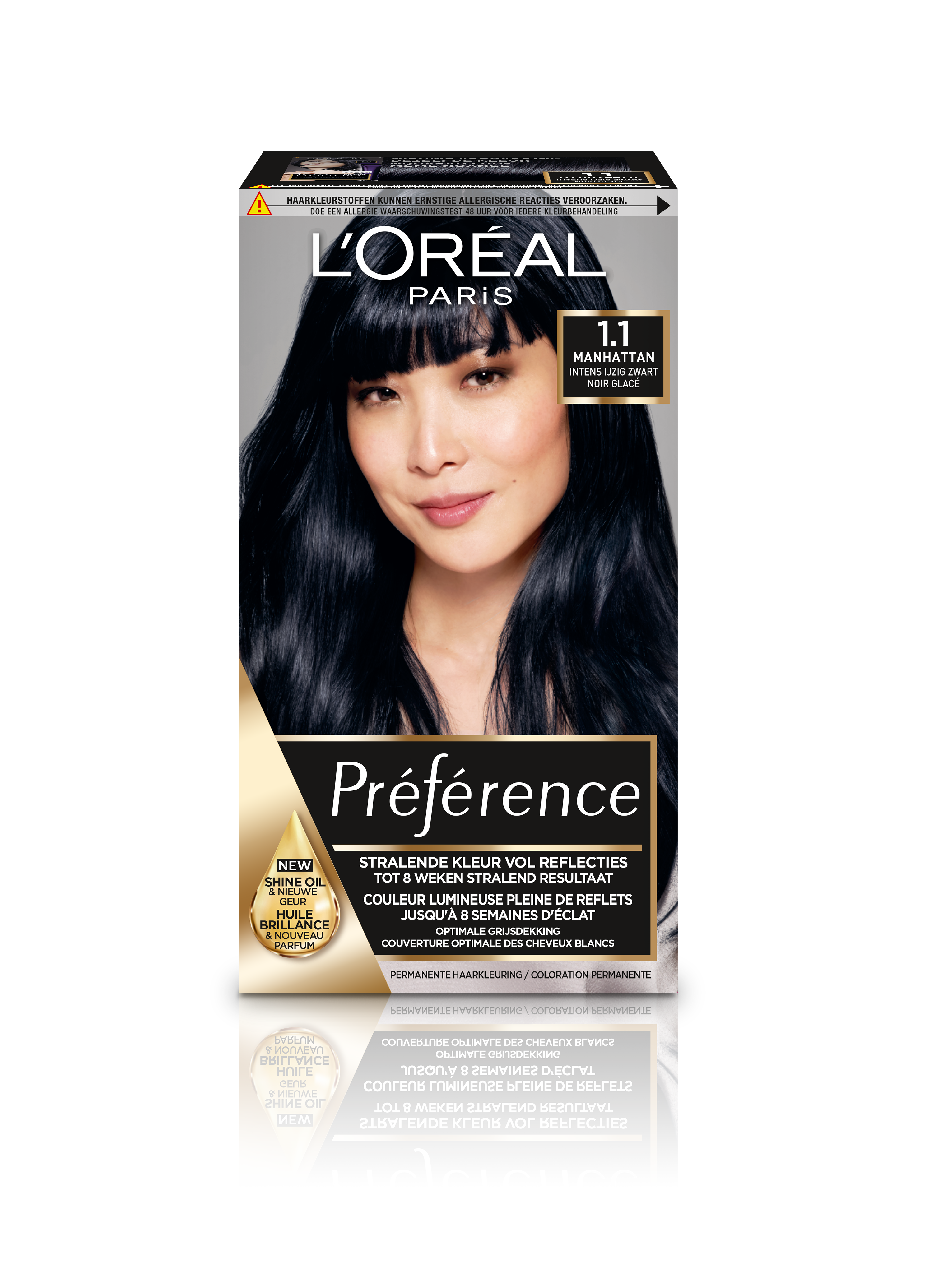 L'Oréal Cool Préférence 1.1 - Intens IJzig Zwart - Haarverf met Color extender