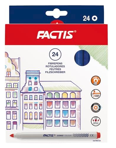 FACTIS® Etui met 24 viltstiften, conische punt