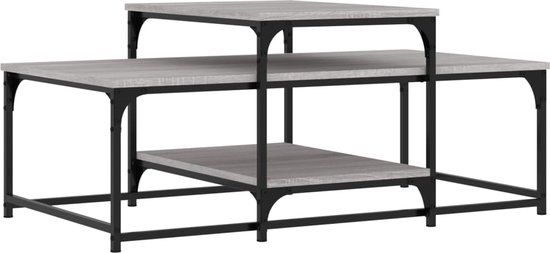 vidaXL Salontafel 102x60x45 cm bewerkt hout grijs sonoma eikenkleurig