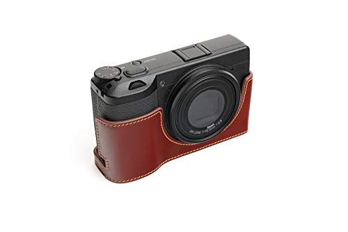 Zakao Ricoh GR III Hoes, Handgemaakte Echt Lederen Half Camera Hoesje Hoes voor Ricoh GR III GR3 Onderste Opening Versie Met Hand Band, BRON