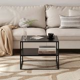 en.casa Salontafel Solund met 1 plank 60x60x45 cm staal zwart mat