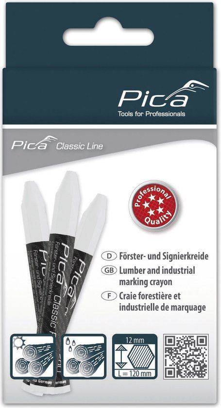 Pica Dry 590/52 PRO Markeerkrijt - Wit - 12 stuks