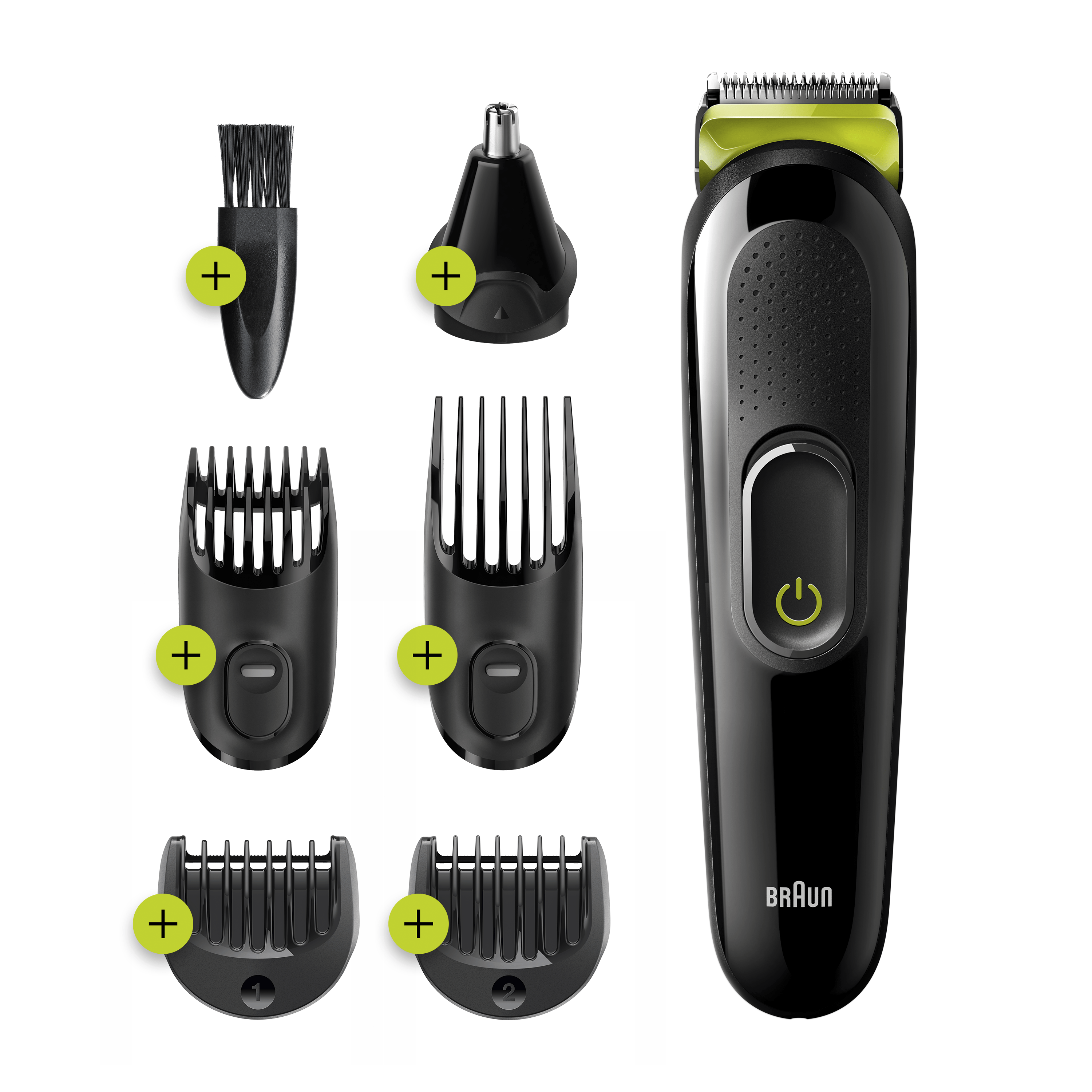 Braun All-in-one MGK3221 6-in-1 Baardtrimmer Voor Mannen, Gezichts-, Haar-, Oor-, Neustrimmer, Voltgroen