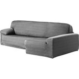 ECOMMERC3 Bankhoes voor chaise longue, lang hoekdeel rechts, elastisch, jacquard, grijs, universele pasvorm, schuimrubber en antislip elastieken