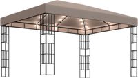 vidaXL Prieel met LED-lichtslinger 4x3 m taupe