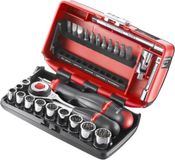 Facom boîte à douilles 12 pans avec cliquet avec manche rotatif 1/4" - pouce