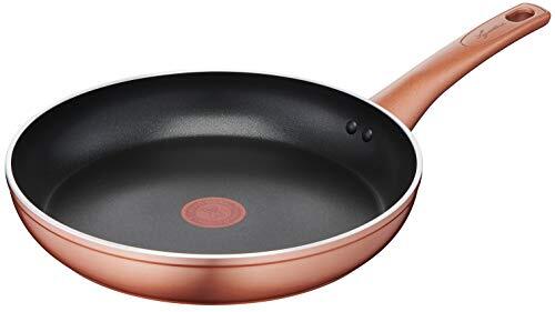 Lagostina Ramata antiaanbaklaag van aluminium Ø 28 cm met koperlook, gastpan en oven met thermo-signaal kookindicator, titanium Easy-coating, ergonomische handgreep van bakeliet