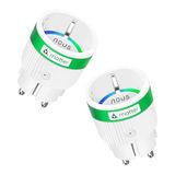 Nous Matter Slim Stopcontact Met Stroomverbruik, WLAN Stopcontact, 16A 3840W, Compatibel Met Alexa, Google Home, Tuya, Apple Home, Smart Things, App Afstandsbediening, 2,4 GHz WiFi, Pack of 2