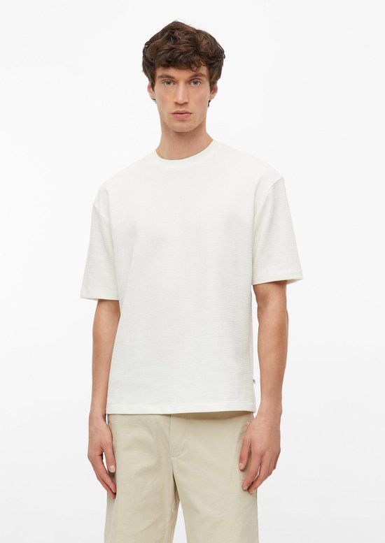 s.Oliver T-shirt M Crème Katoen Ronde Hals Korte Mouw Effen