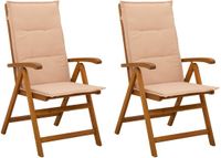 vidaXL Ligstoelen Tuin 2 st Naturel Massief Acacia Hout