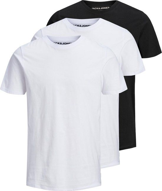 Jack & Jones Basic T-shirt Heren - 3-pack - Zwart/Wit - Maat L