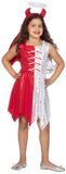 Wilbers & Wilbers Engel-Duivel Jurk - Wit-Rood - Halloween - Meisjes - Maat 128