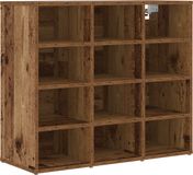 vidaXL Schoenenkast met plank, antiek hout, 77,5 x 30 x 67 cm