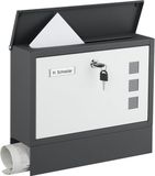 Merkloos Relaxdays Brievenbus met slot - 30 x 36 x 11 cm - krantenvak - 4 sleutels - antraciet