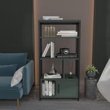 Stijlvol zwart en groen boekenplank, 60 cm x 120 cm x 29,6 cm, 100% melamine gecoat deeltjesbord, 18 mm dik, perfect voor moderne decoratie thuis en op kantoor