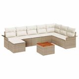 vidaXL Tuinbank - Set - 9 - st - Beige - poly - rattan