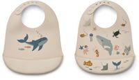 Liewood Tilda Printed Bib 2-Pack Sea creature / Sandy