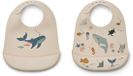 Liewood Tilda Printed Bib 2-Pack Sea creature / Sandy