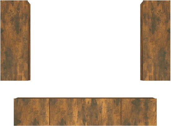 vidaXL 4-delige Tv-meubelset bewerkt hout gerookt eikenkleurig