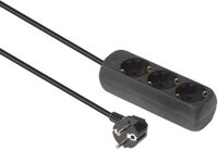 Microconnect 3-weg Schuko Stopcontact, 1,5m, Zwart
