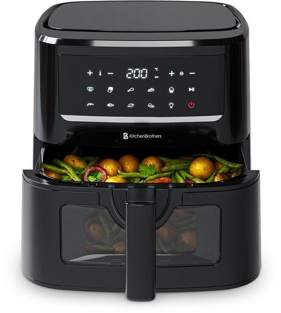 KitchenBrothers Airfryer XXL - PFAS-Vrij - 1800W - 7.5L - Zwart