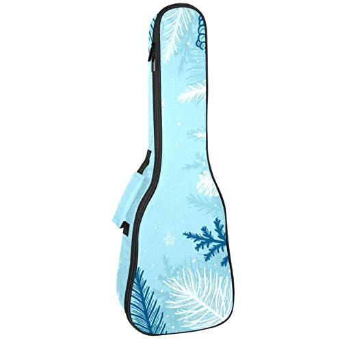 Mersov Tenor Ukulele Gigbag Waterdichte Ukelele Case Gewatteerde Rugzak, Geweldig voor Sopraan Concert (21/23/24") Blauw Winter Bomen Frame