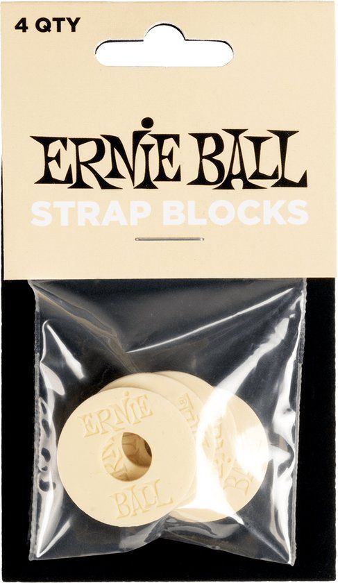 Ernie Ball Strap Blocks - Rubber Strap Lock - Crème - 4-Pack
