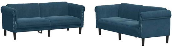 vidaXL 2-delige Loungeset fluweel blauw
