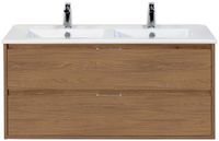 BES LED Porto Badmeubelset 120 cm - 2 Laden Honey - Keramische Wastafel Wit Slim