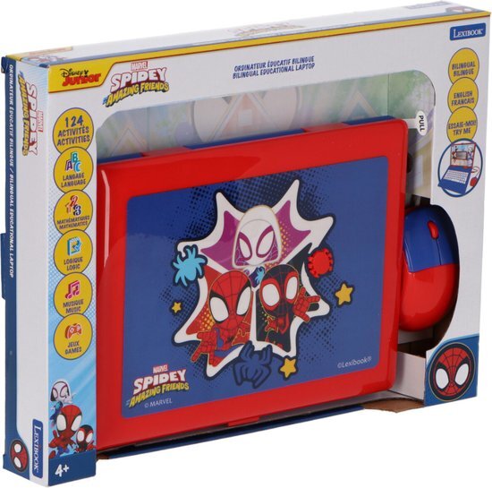 Lexibook Disney Marvel Spider-Man - Educatieve en tweetalige laptop Frans/Engels - Speelgoed voor Kind Kid (Jongens en Meisjes) 124 Activiteiten, Leer Spelletjes en Muziek-Blauw/Rood, JC598SPi1